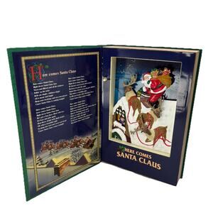 Vtg Mr. Christmas Here Comes Santa Claus Animated Musical Book 2001 Animatronic